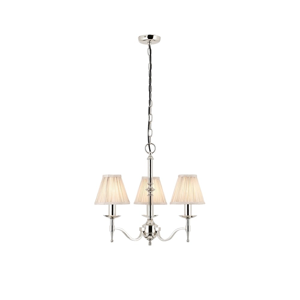 Stanford Polished Nickel Chandelier, 3 Light