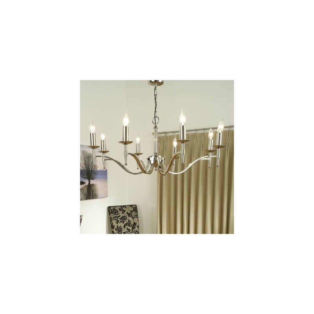 Stanford Polished Nickel Chandelier, 8 Light