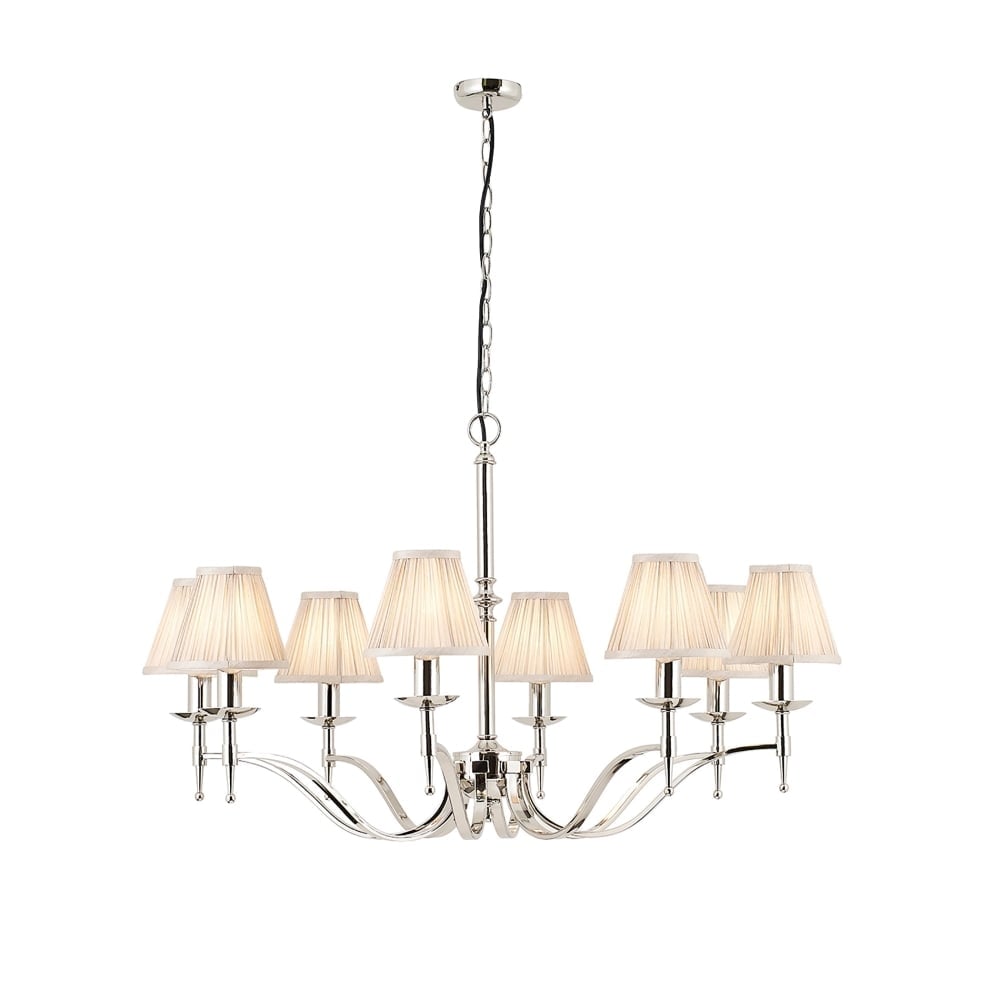 Stanford Polished Nickel Chandelier, 8 Light