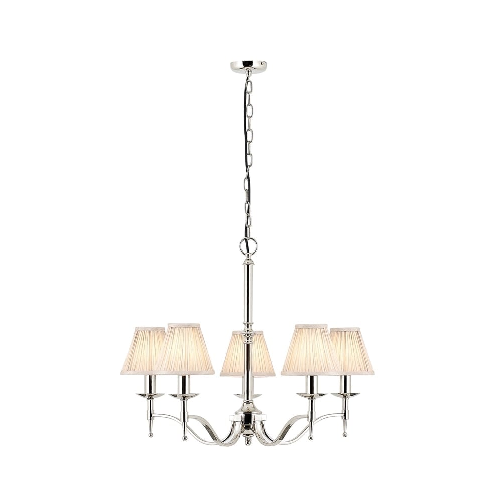 Stanford Polished Nickel Chandelier, 5 Light