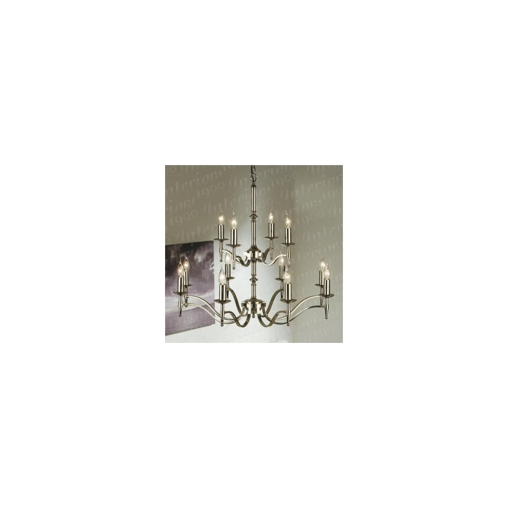 Stanford Polished Nickel Chandelier, 12 Light