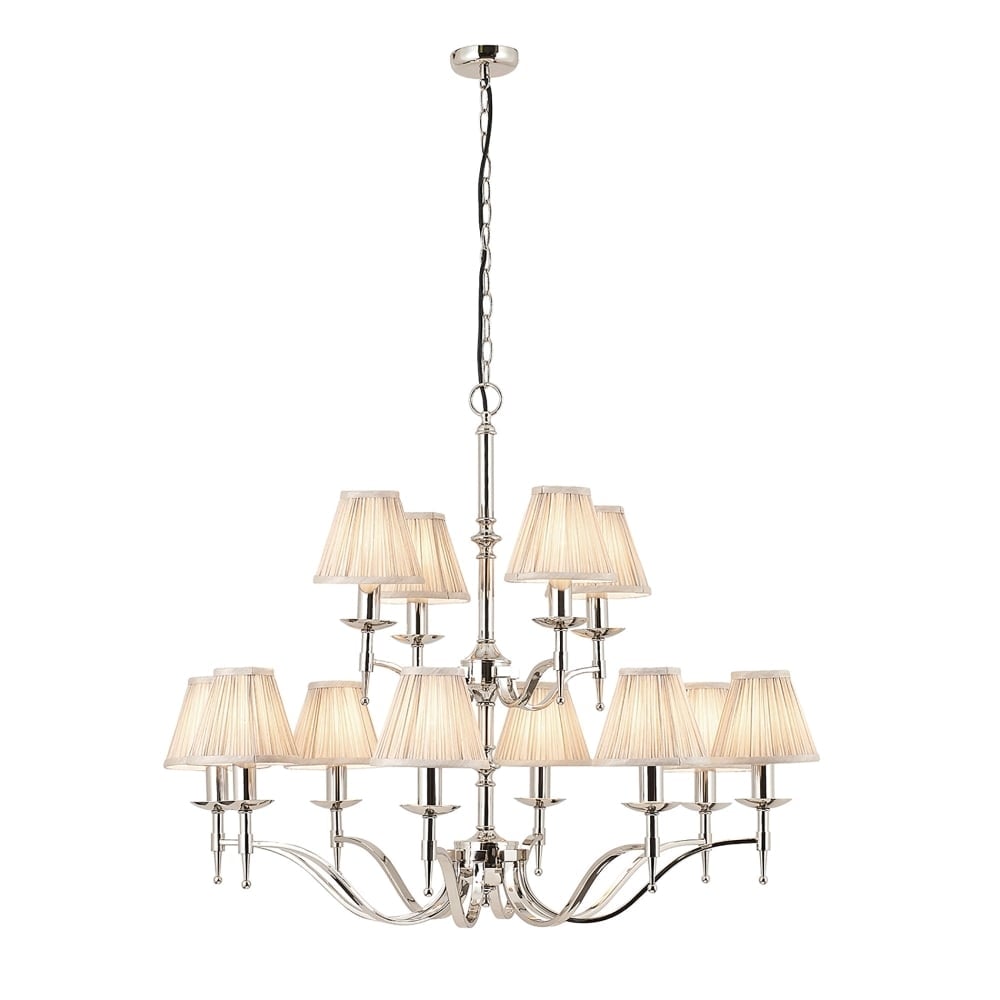 Stanford Polished Nickel Chandelier, 12 Light