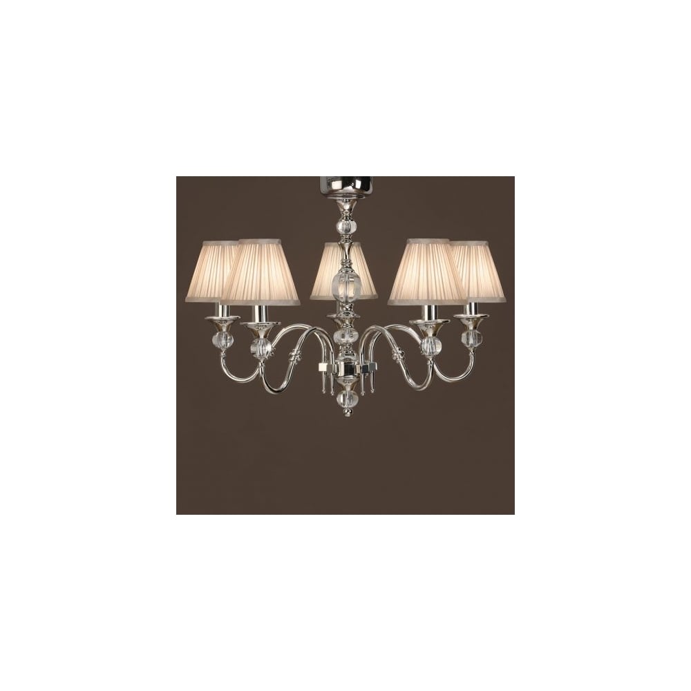 Polina Polished Nickel & Cut Crystal Chandelier, 5 Light