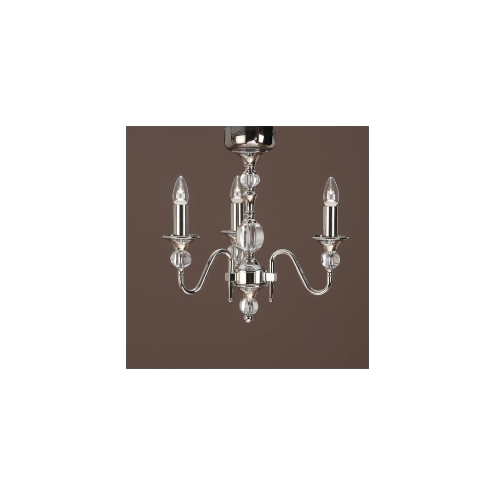 Polina Polished Nickel & Cut Crystal Chandelier, 3 Light