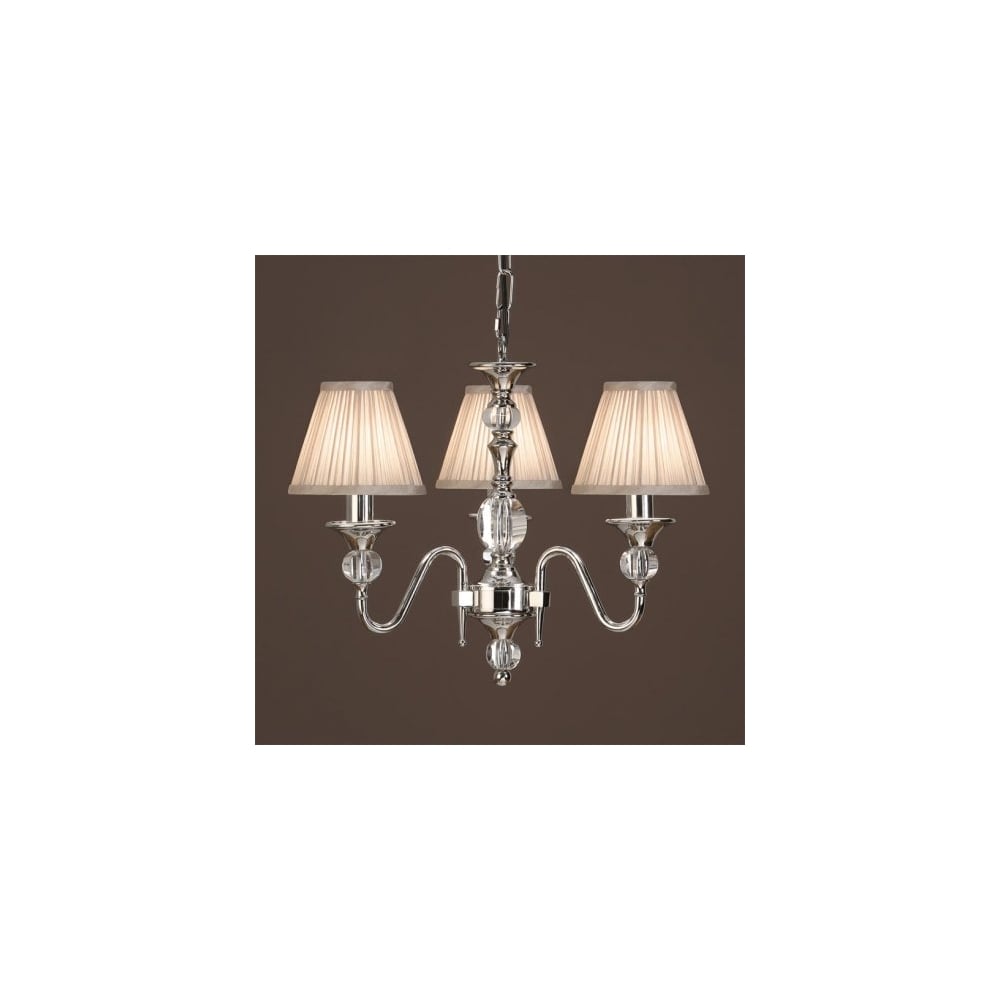 Polina Polished Nickel & Cut Crystal Chandelier, 3 Light