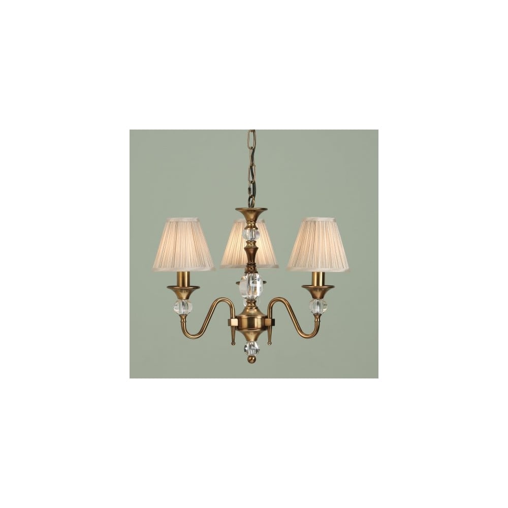 Polina Ant Brass & Cut Crystal Chandelier, 3 Light