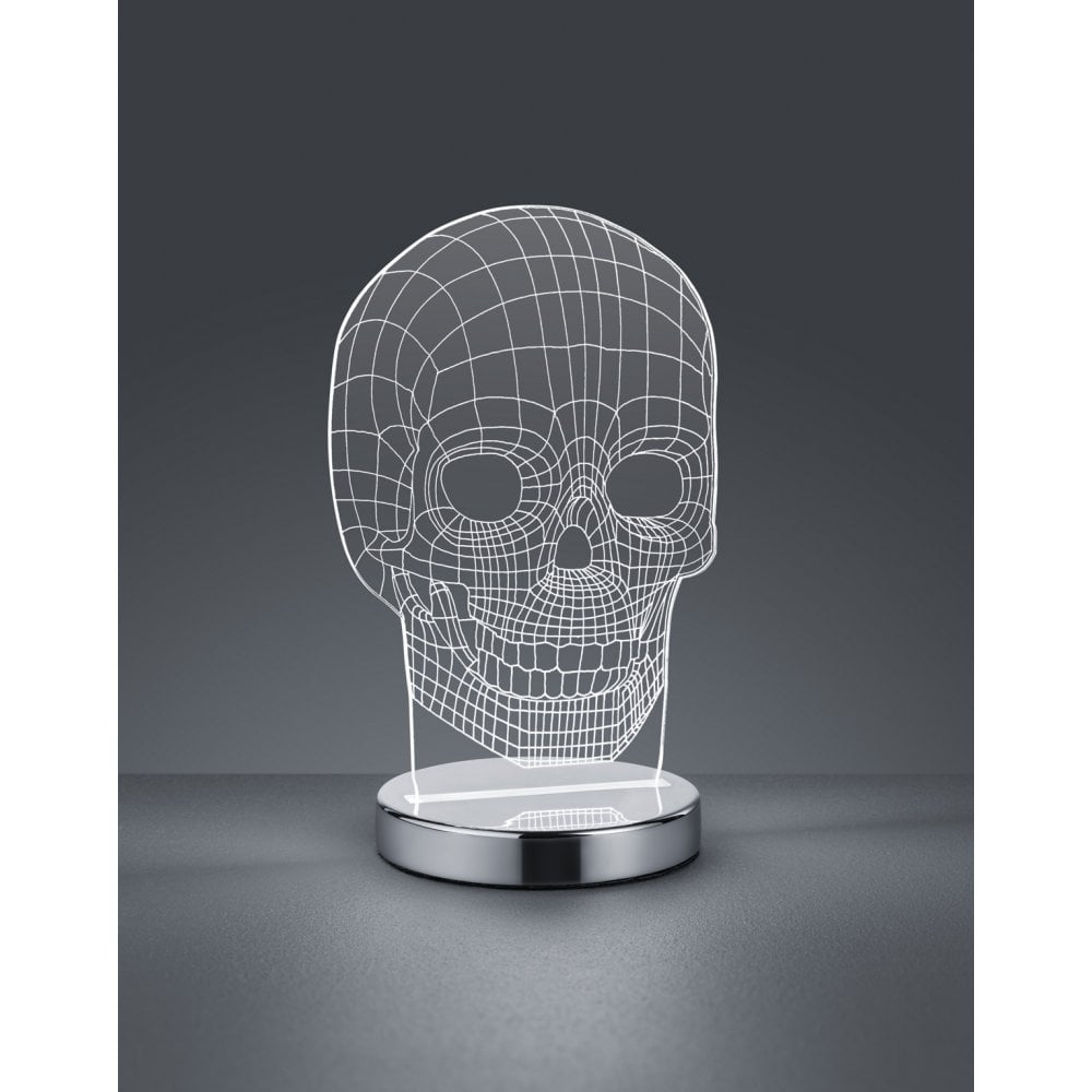 Skull Fun Chrome Metal Table Lamp