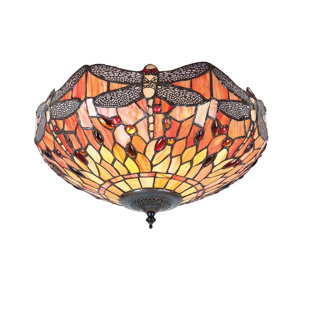 Flame Dragonfly 2 Light Flush Ceiling Fitting wit