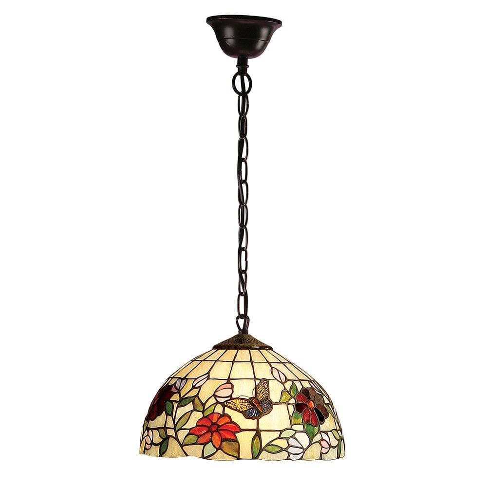 Butterfly Small Single Light Tiffany Ceiling Pendant