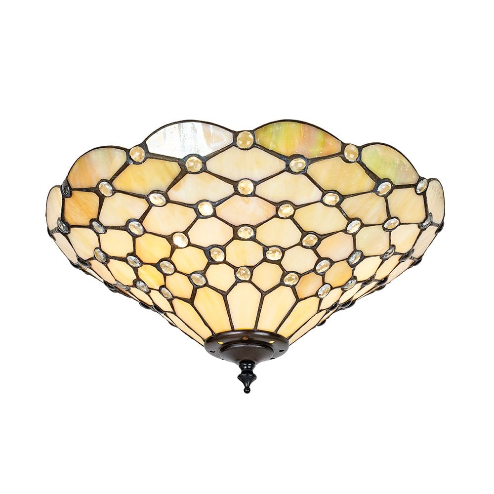 Pearl Classic Tiffany 2 Light Flush Ceiling Fitti