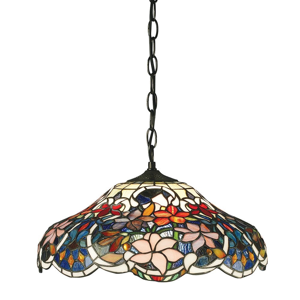 Sullivan Rich Floral Tiffany Design Dome Pendant Shade Light