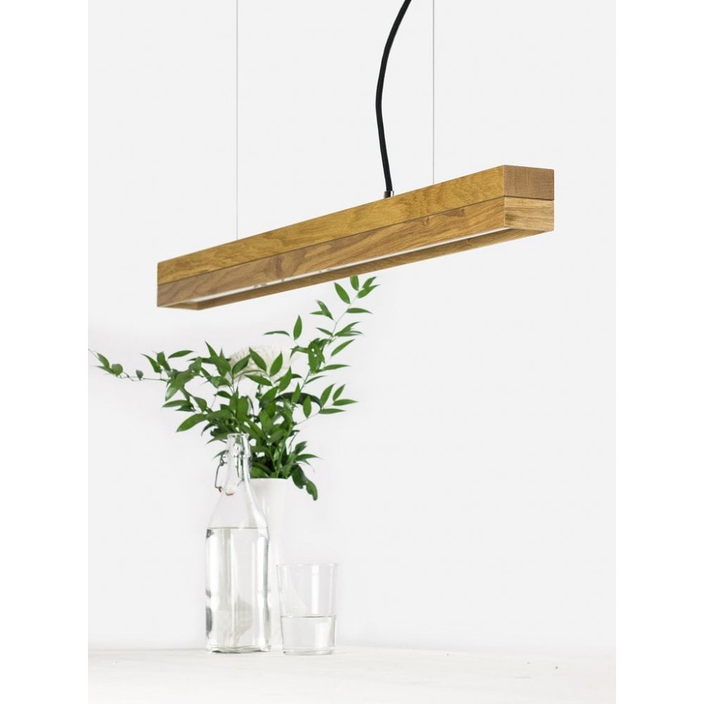 Oak Wood and Oak Wood LED Bar Pendant Light, 92cm, Warm White (2.7K)