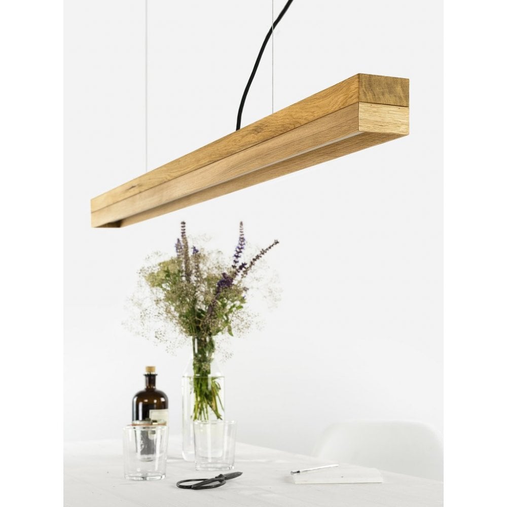 Oak Wood and Oak Wood LED Bar Pendant Light, 122cm, Warm White (2.7K)