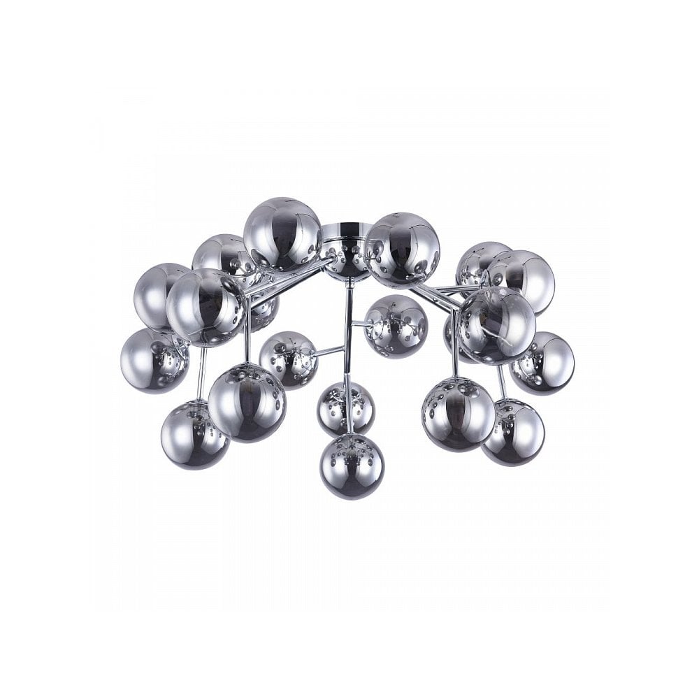 Dallas Modern Chrome and Glass Bubble Flush Ceiling Light