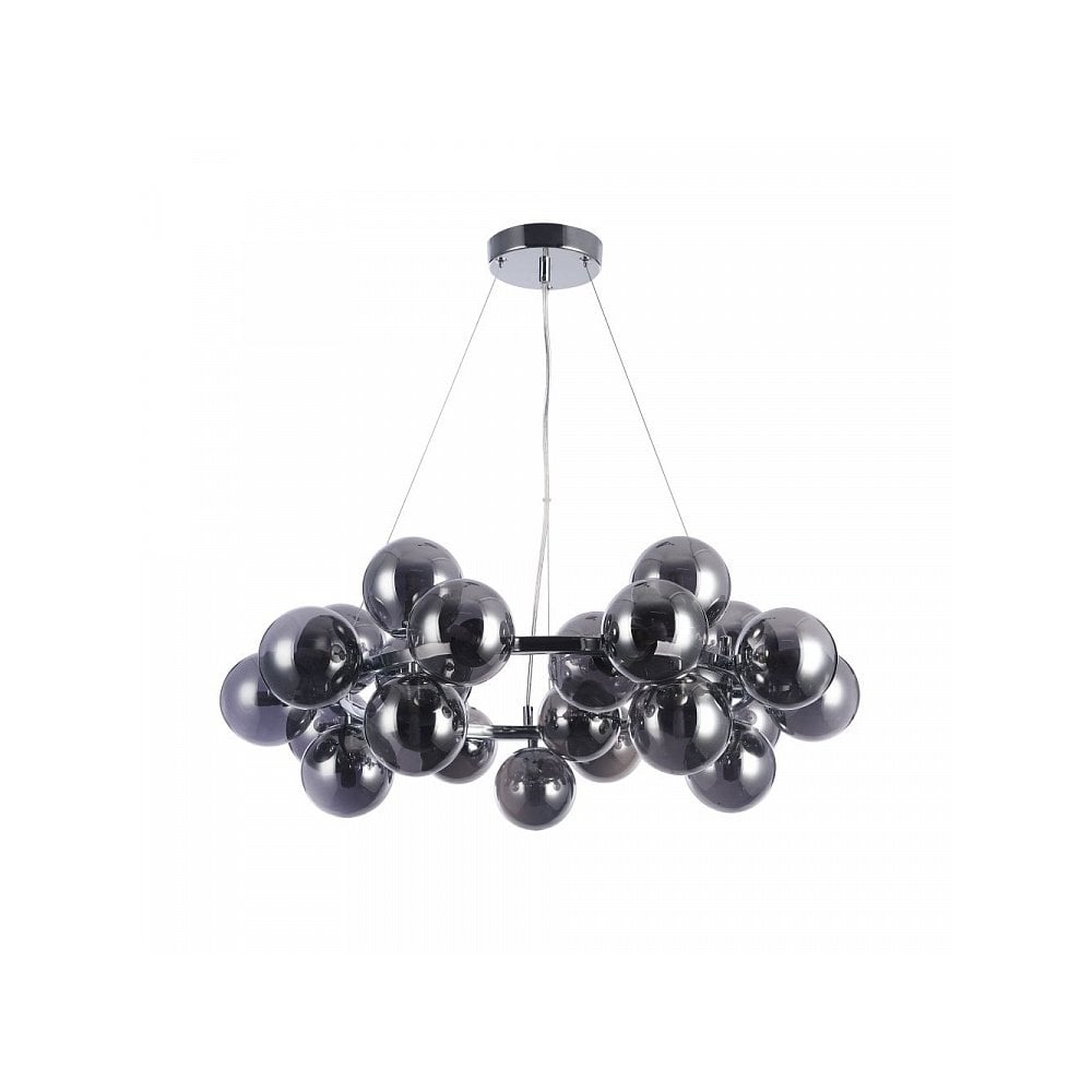 Dallas Contemporary Chrome Hoop Pendant with Glass Bobbles