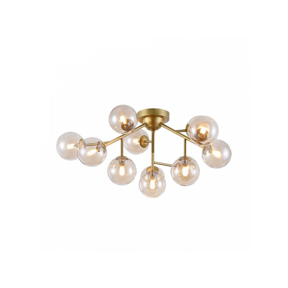 Dallas Modern Small Flush Ceiling Light with Glass Globes, Gold