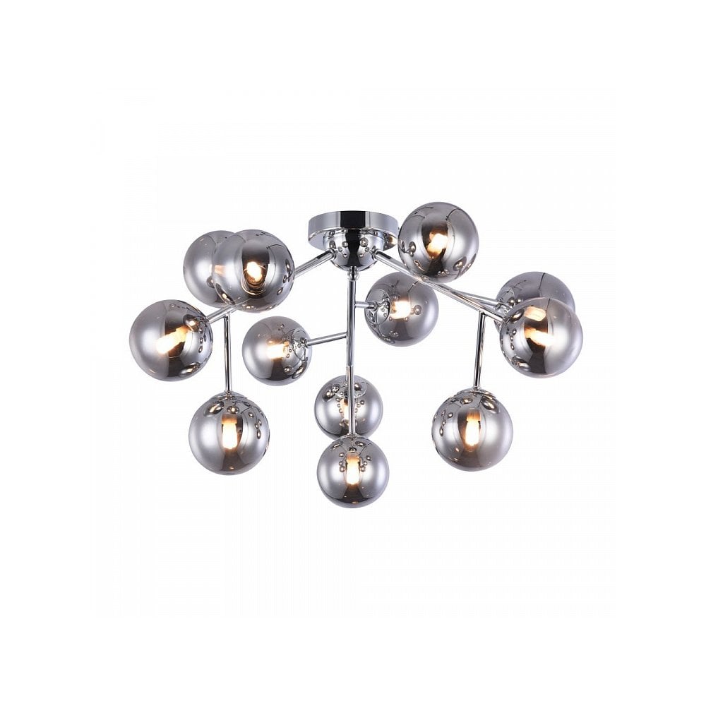 Dallas Modern Small Flush Ceiling Light with Glass Globes, Chrome