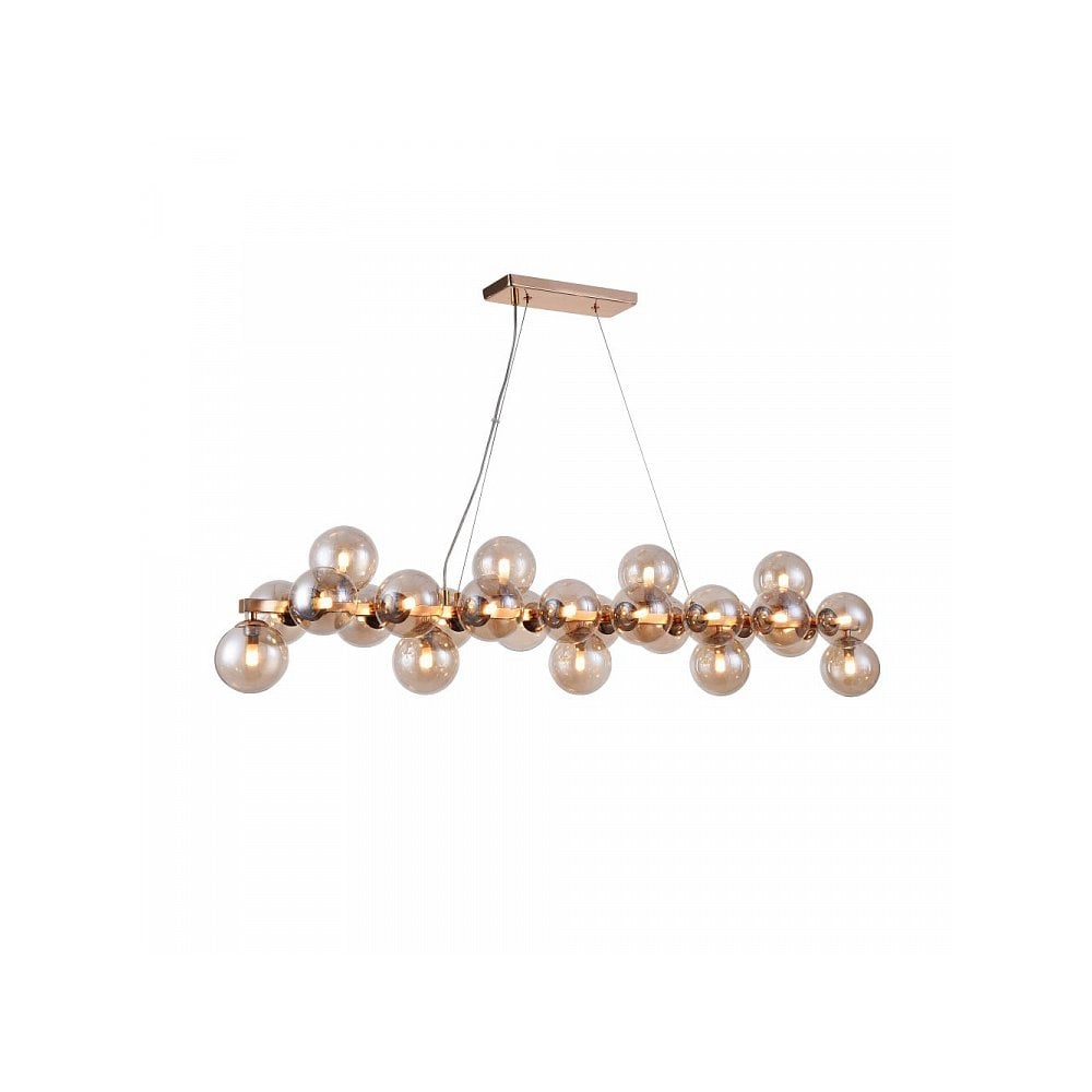 Dallas Modern Brass Island Light with Small Amber Globes