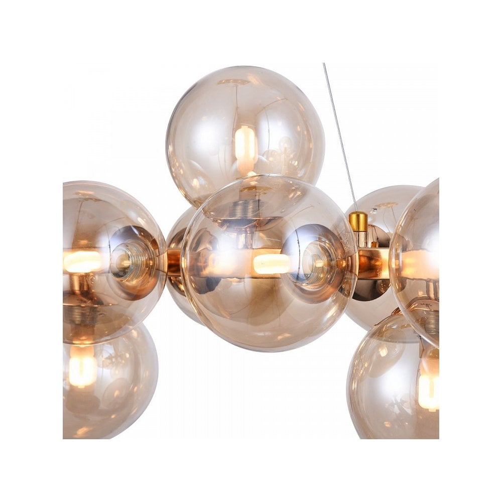 Dallas Modern Brass Island Light with Small Amber Globes