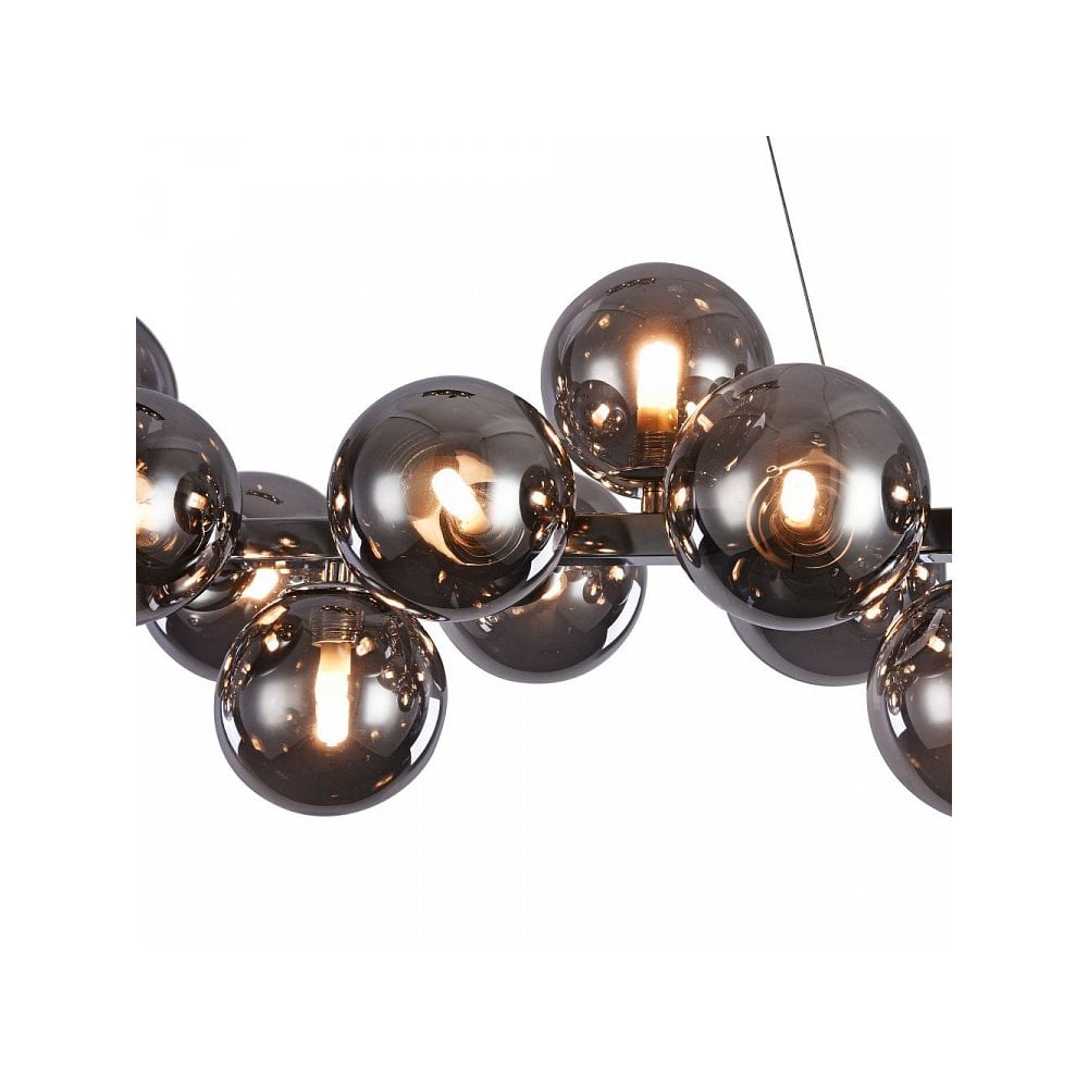 Dallas Modern Chrome Island Light with Small Smoke Globes