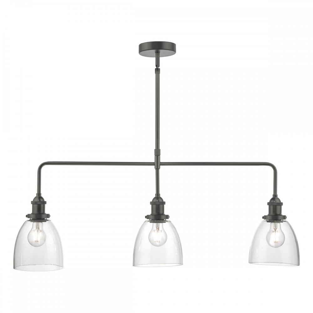 Arvin 3 Light Bar Pendant Antique Chrome & Glass