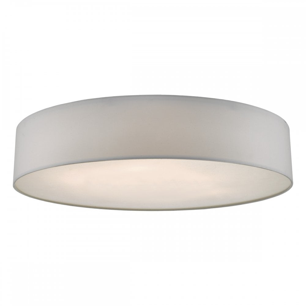 Cierro Simple Ivory Smooth Fabric Flush Drum Shade Ceiling Light