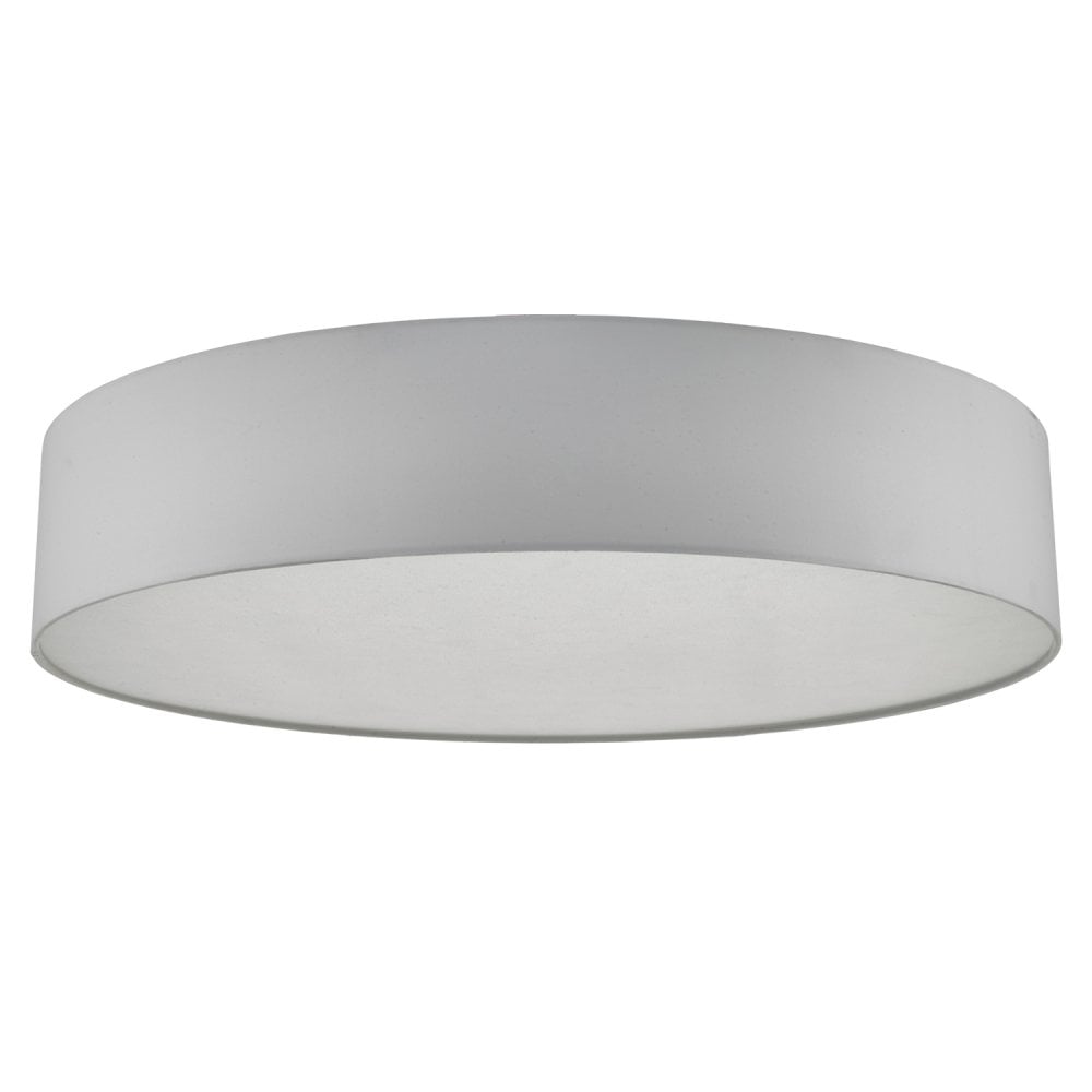 Cierro Simple Ivory Smooth Fabric Flush Drum Shade Ceiling Light