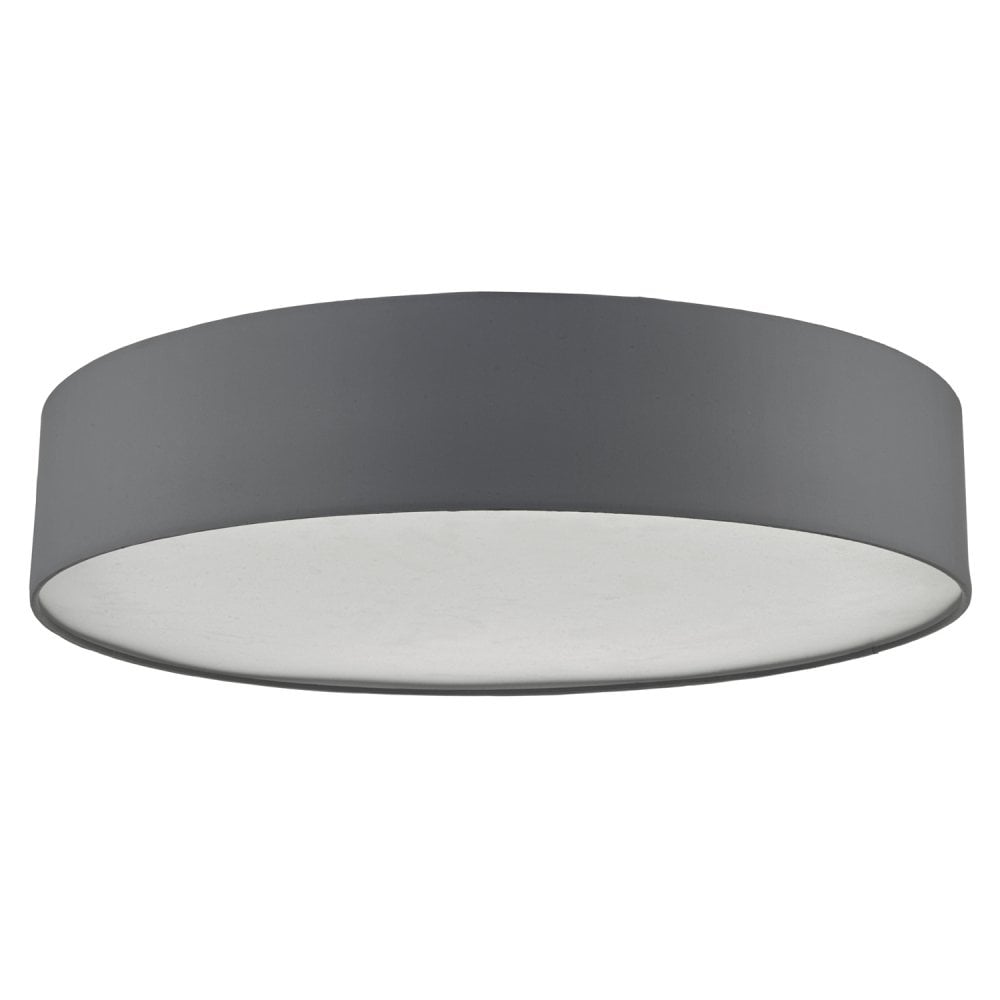 Cierro Simple Grey Smooth Fabric Flush Drum Shade Ceiling Light