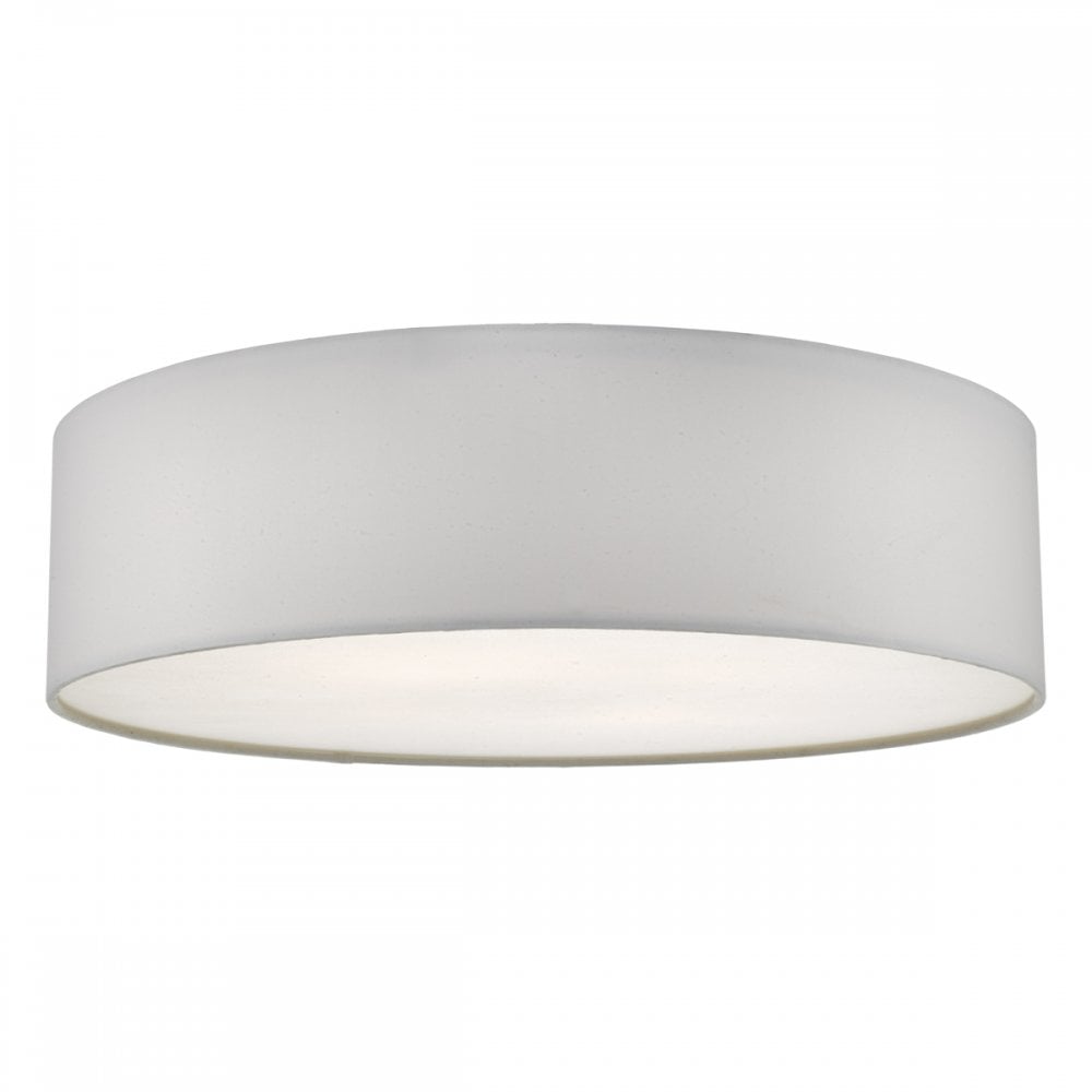 Cierro Simple Ivory Smooth Fabric White Frosted Plastic Flush Drum Shade Ceiling Light