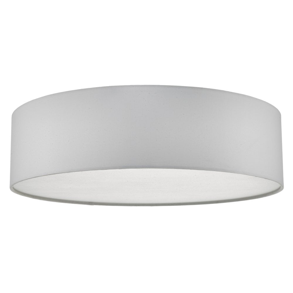 Cierro Simple Ivory Smooth Fabric White Frosted Plastic Flush Drum Shade Ceiling Light