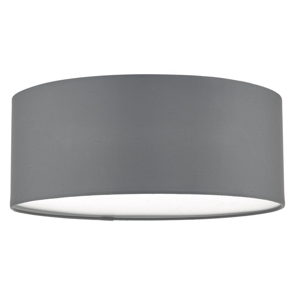 Cierro 3 Light Flush Grey Ceiling Drum Shade Fitting