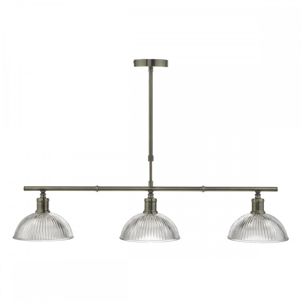 Dara 3 Light Bar Pendant Antique Brass & Glass