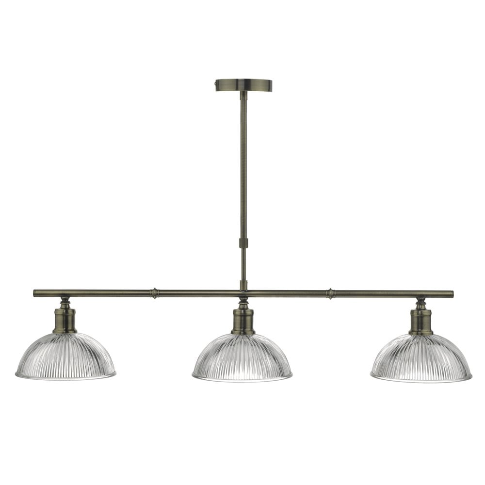 Dara 3 Light Bar Pendant Antique Brass & Glass