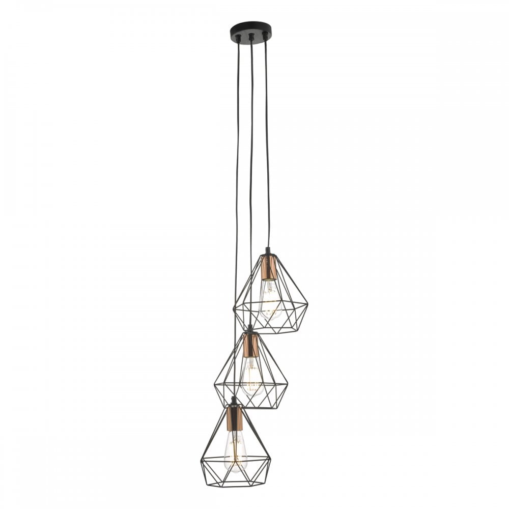 Deyon 3lt Cluster Pendant Black & Copper