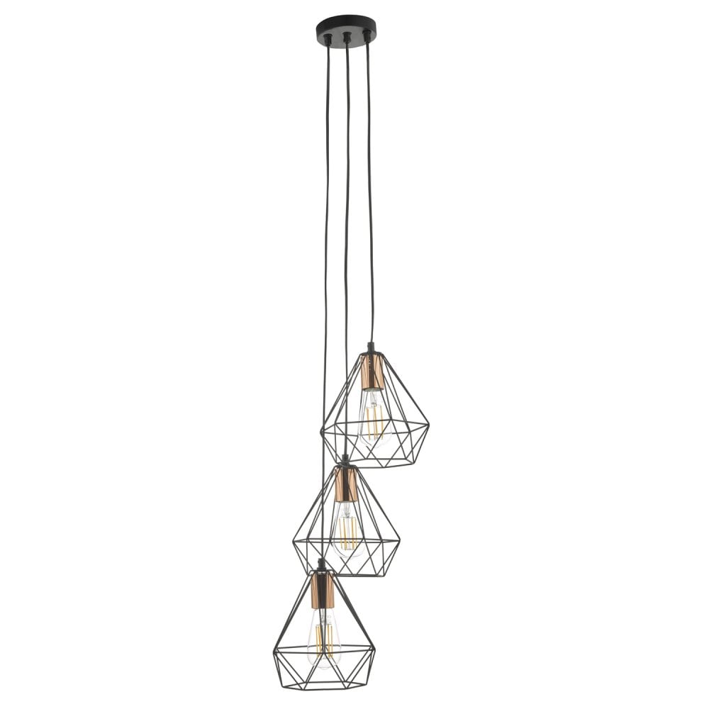 Deyon 3lt Cluster Pendant Black & Copper