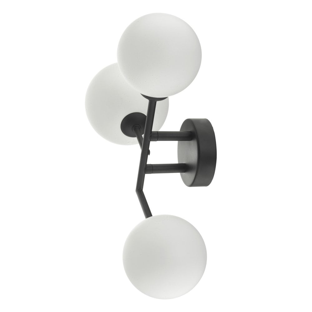 Euan 3lt Wall Light Black & Opal Glass