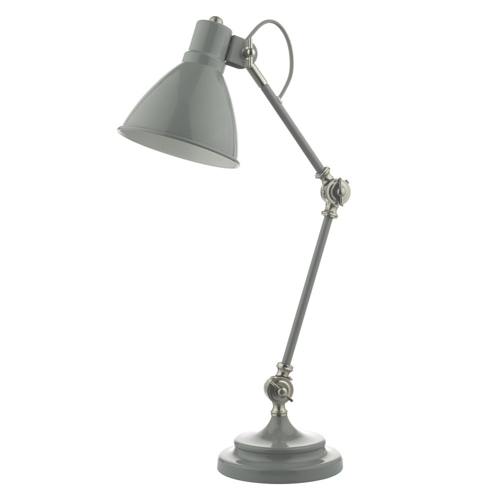 Eunice Task Lamp Grey & Satin Nickel