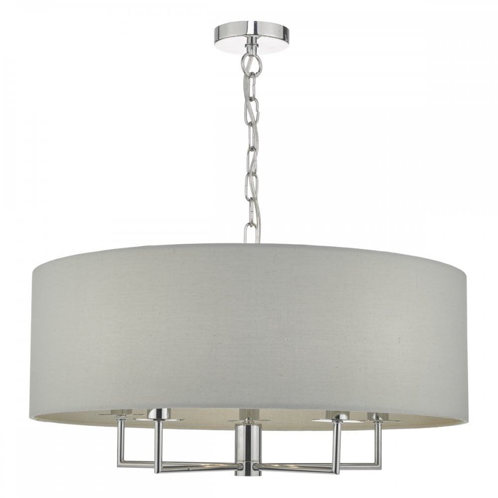 Jamelia 5 Light Pendant Polished Chrome & Grey