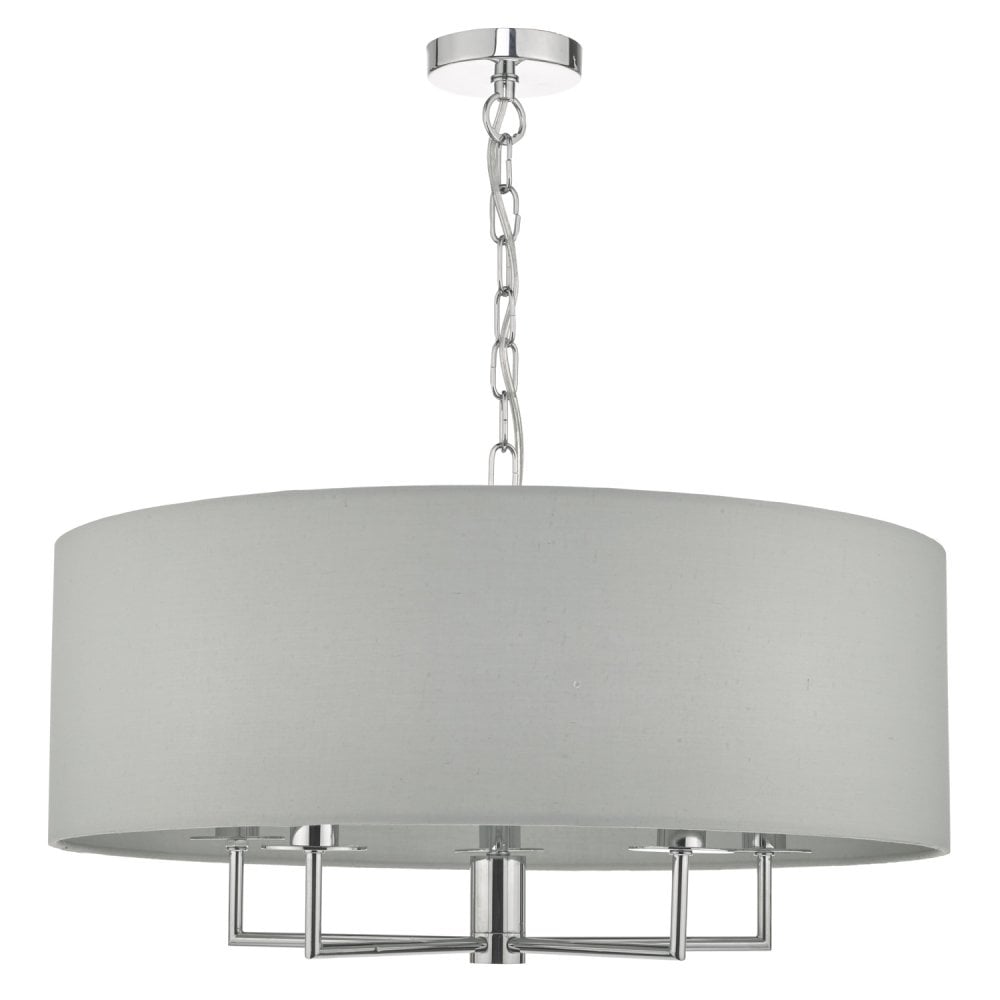 Jamelia 5 Light Pendant Polished Chrome & Grey