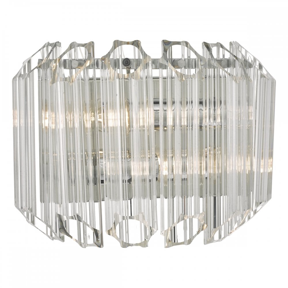 Tuvalu 2lt Wall Light Glass & Polished Chrome