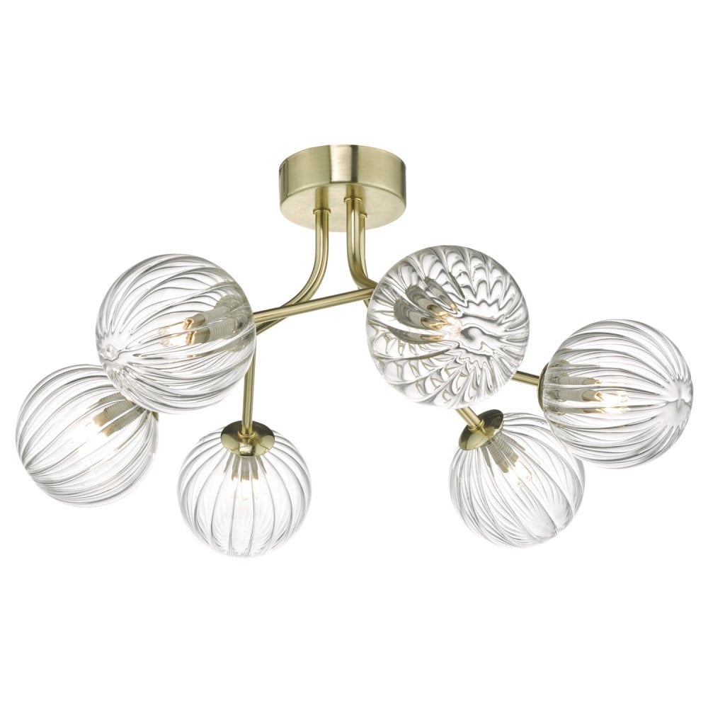 Yiska 6lt Semi Flush Gold & Glass