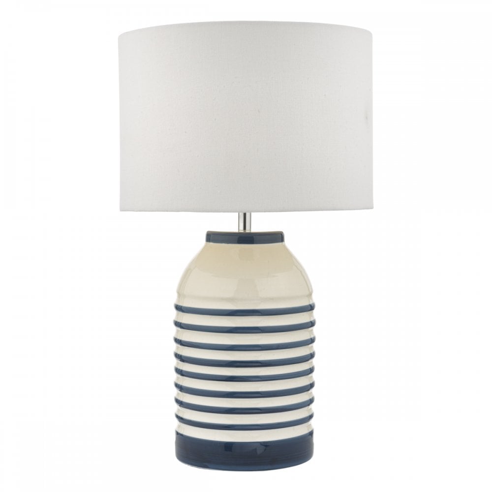 Zabe Table Lamp White & Blue C/W Shade