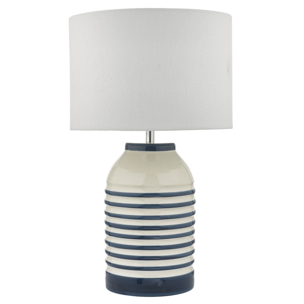 Zabe Table Lamp White & Blue C/W Shade