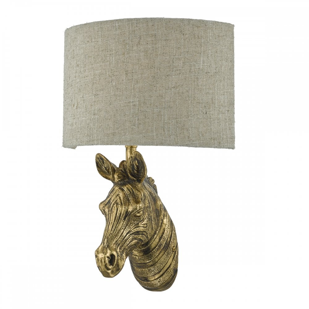 Abby Wall Light Gold C/W Natural Linen Shade