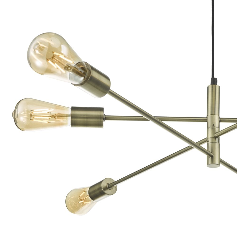 Alana Rustic 6 Bulb Vintage Pendant, Antique Brass