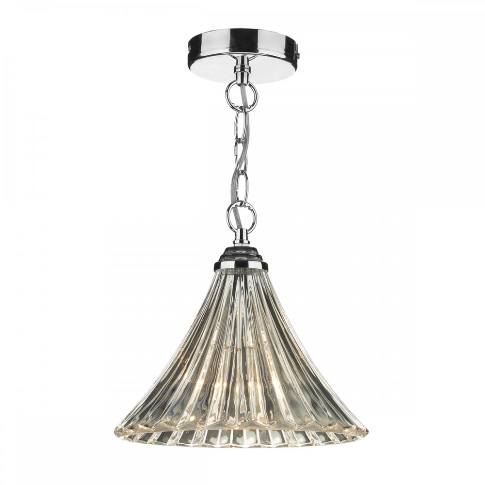 Ardeche 1 Light Fluted Glass Pendant Polished Chrome