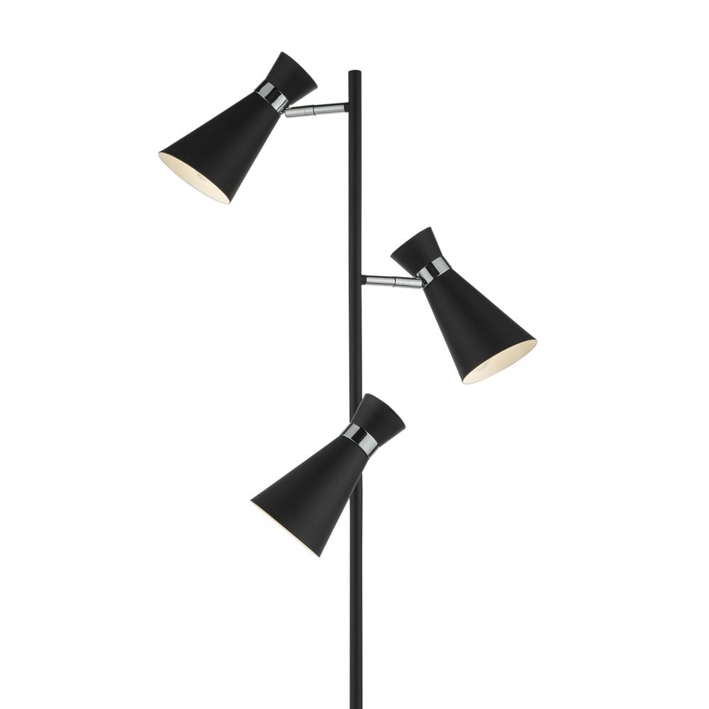 Ashworth 3 Light Floor Lamp Matt Black & Polished Chrome