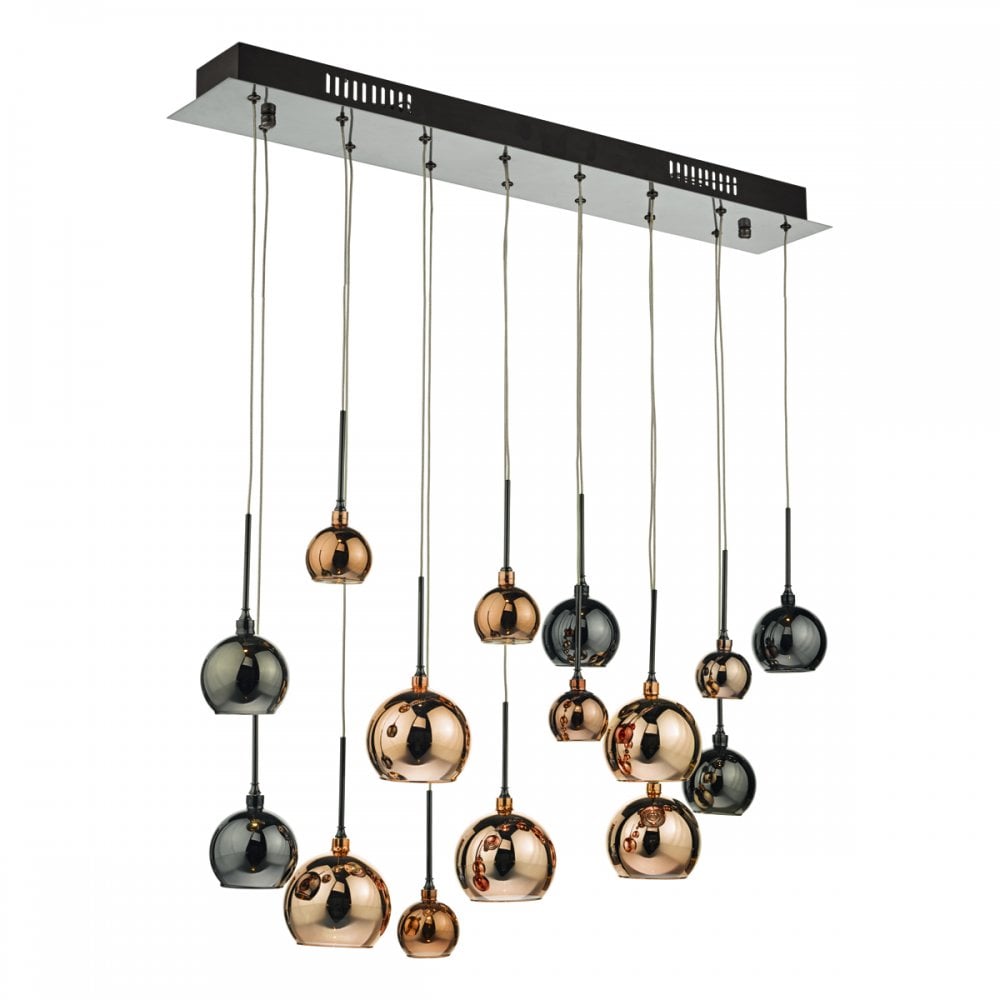 Aurelia 15 Light Bar Pendant Black Chrome & Multi Colour