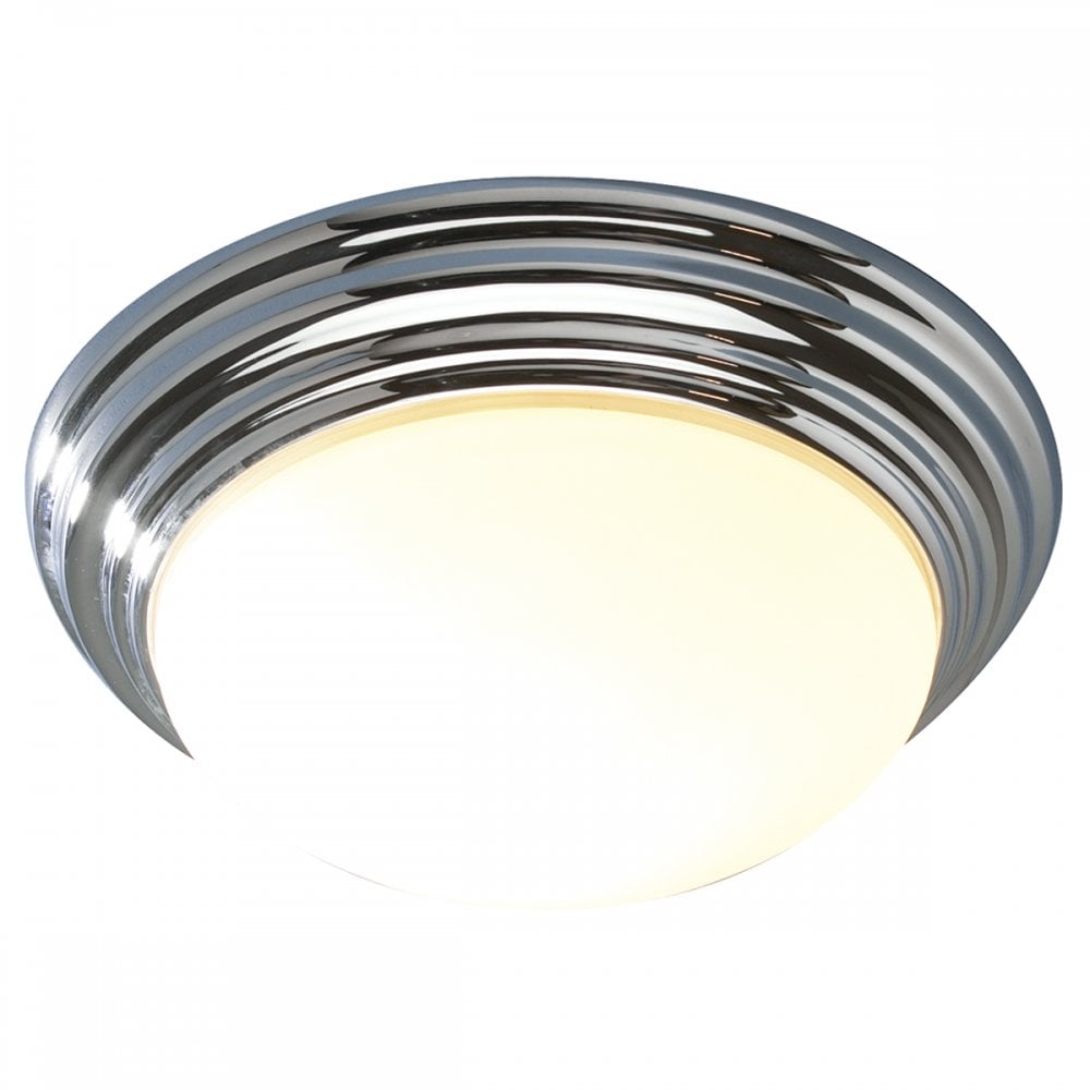 Barclay Flush Large Round Ceiling Light Polished Chrome IP44