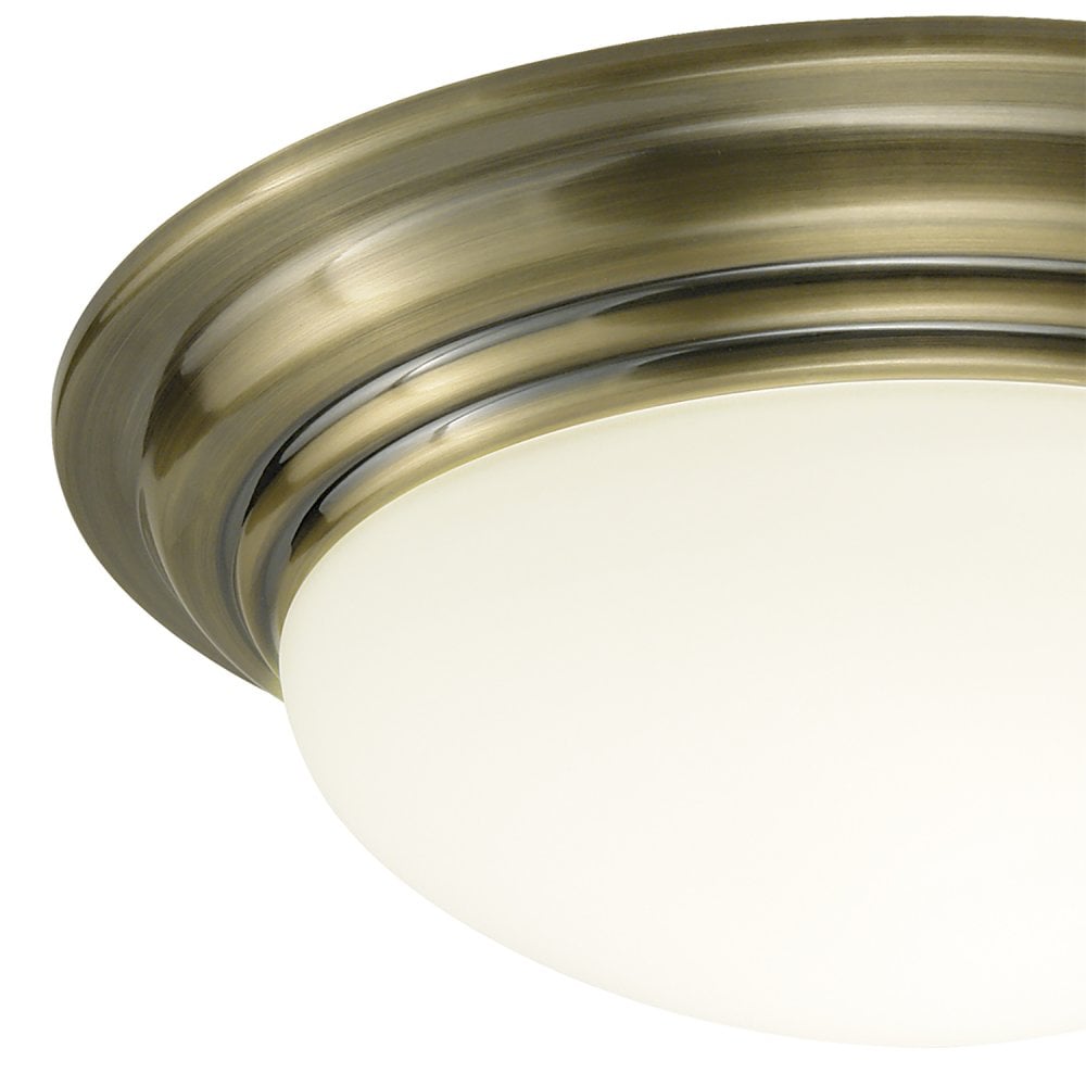 Barclay Small Round Ceiling Light Flush IP44 Antique Brass